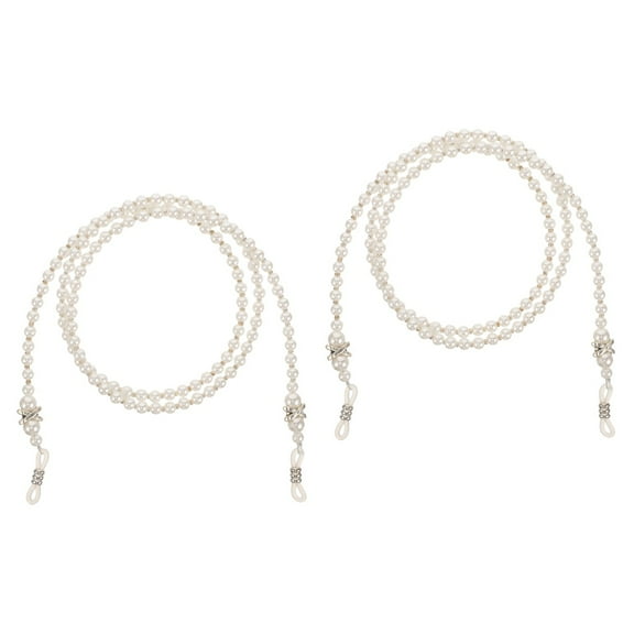 2 PCS Glasses Holder Necklace Eyeglasses Strap Chain for Women Ends Women's White