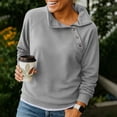 thumbnail image 4 of Sevevn Women's Asymmetric Button Cowl Neck Sweatshirt Raglan Long Sleeve Soft Pullover Casual Loose Fit Top Gray XL, 4 of 5