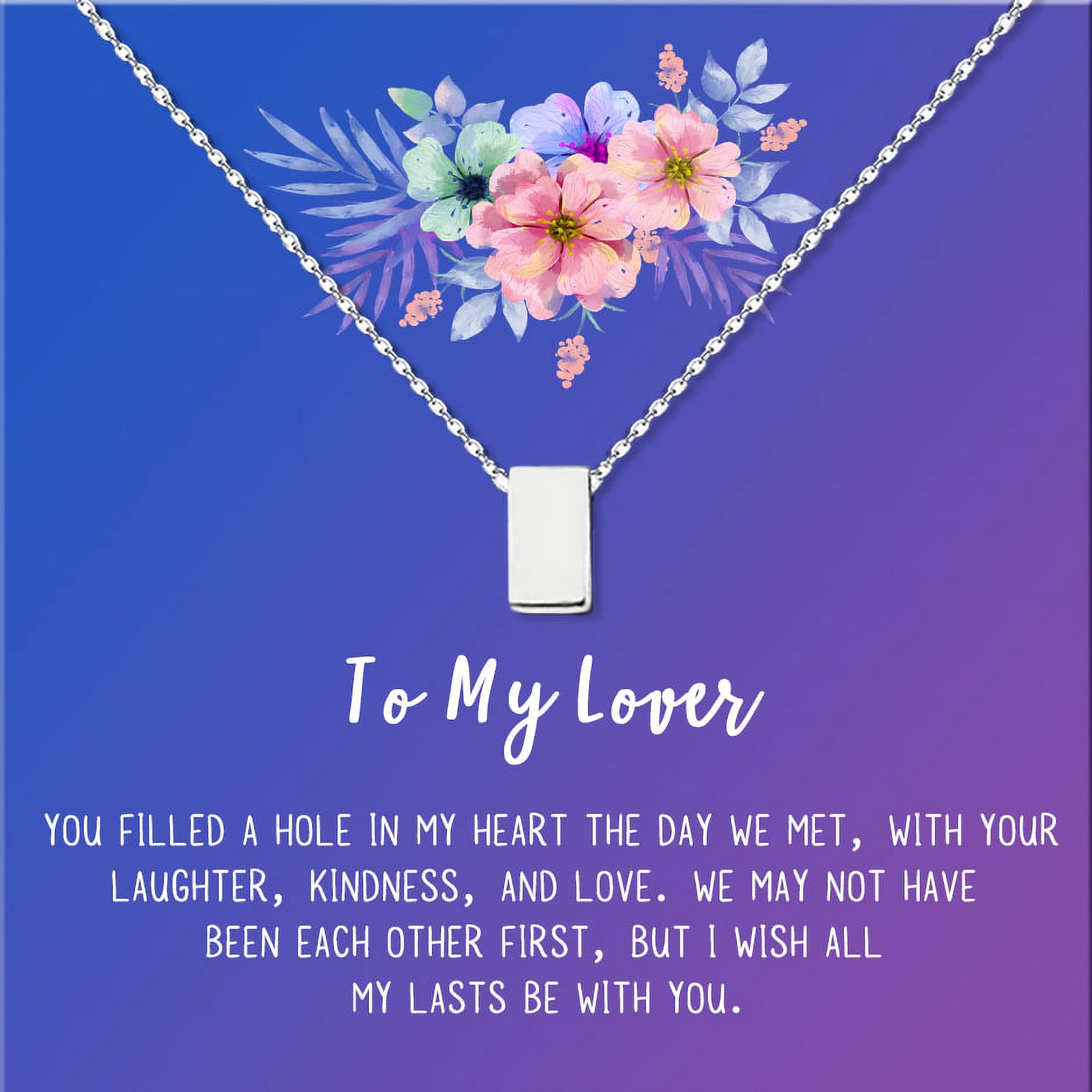 Anavia To My Lover Necklace Gift, Lover Birthday Gift, Mother's Day Gift, Proposal Gift, Card Gift for Girlfriend-[Silver Cube, Blue-Purple Gift Card]