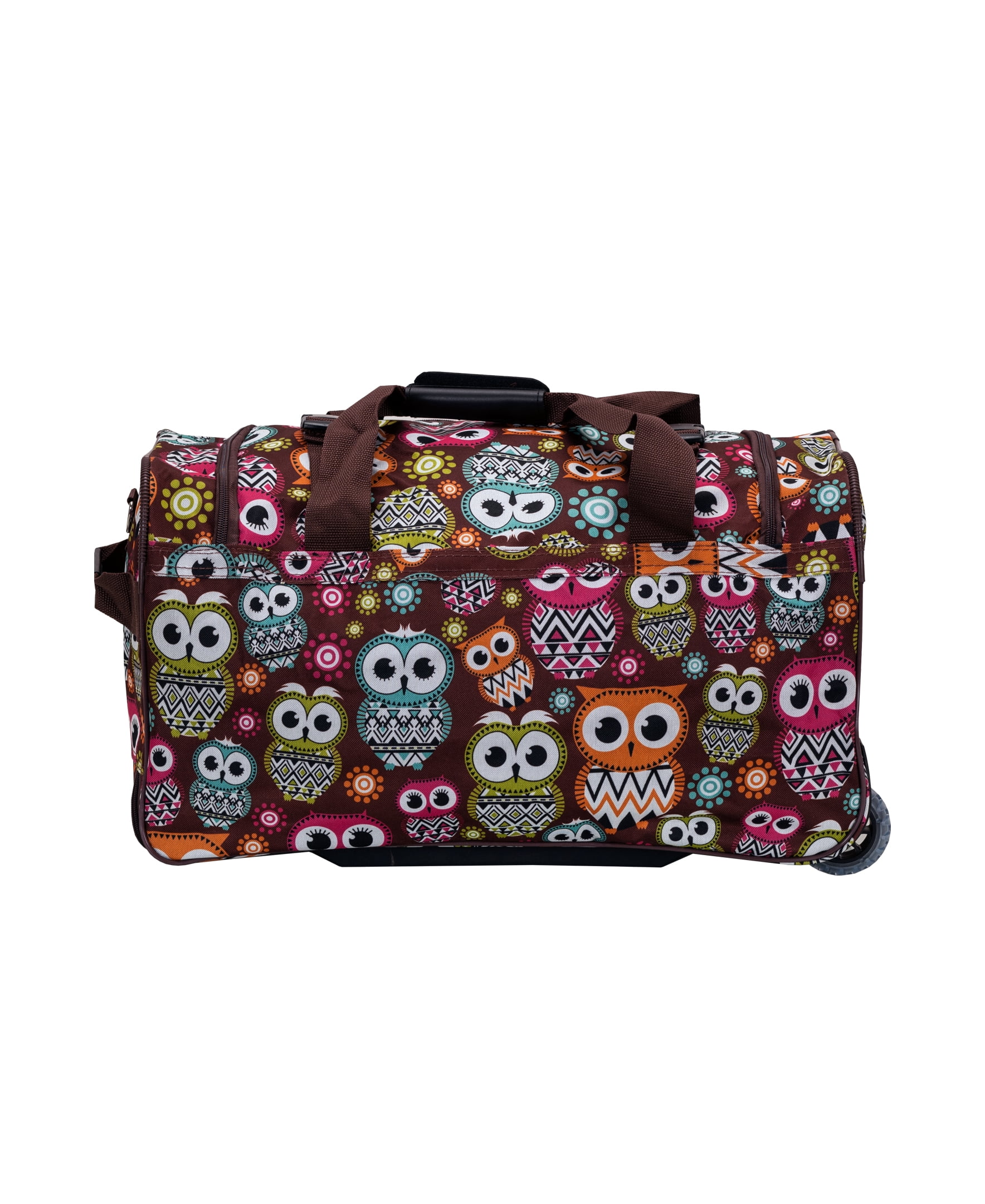 Rockland Adult Adjustable, Shoulder Strap, Handle, Pocket, Wheeled Travel Duffel Bags, Owl