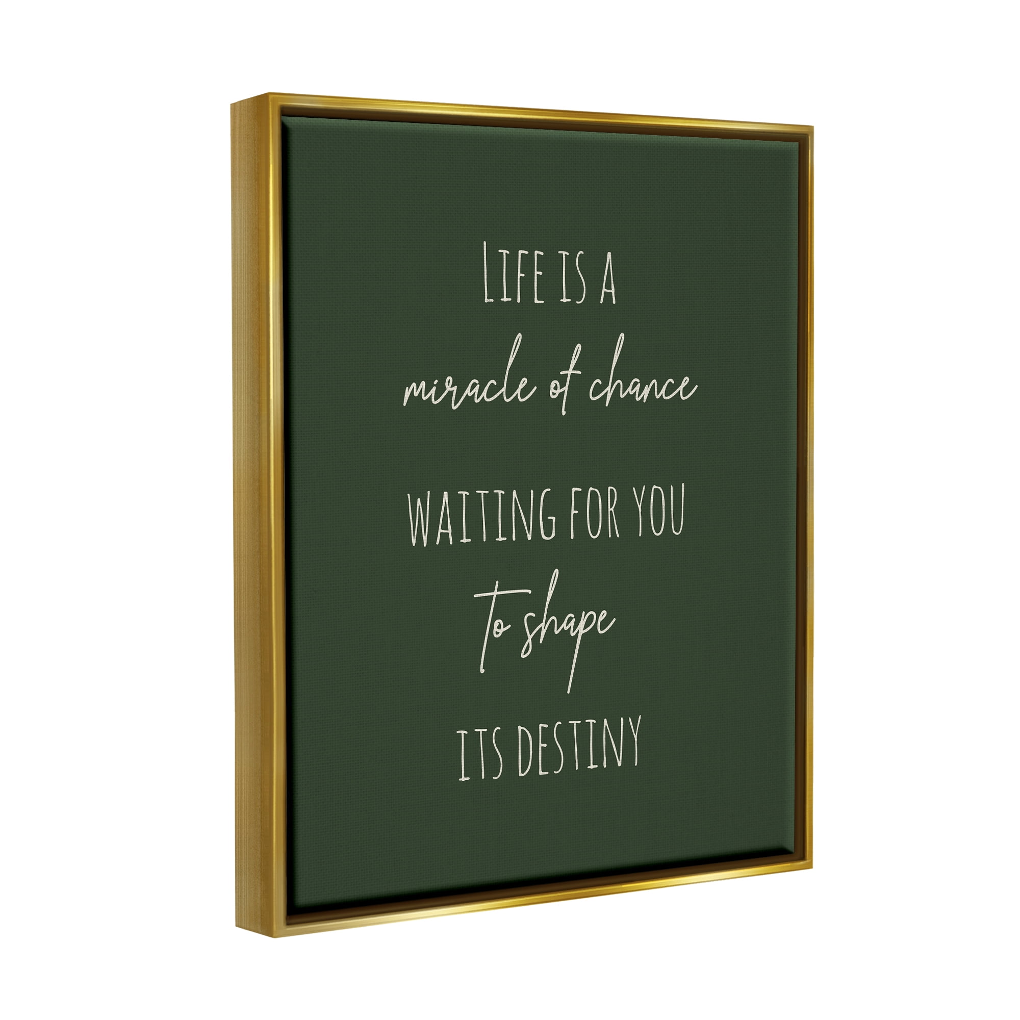 Stupell Industries Shape Life's Destiny Phrase Inspirational Painting Gold Floater Framed Canvas Art Print Wall Art, 25 x 31