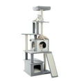 thumbnail image 2 of [US IN STOCK] 51 Inches Cat Tree Wooden Cat Tower Featuring 2 Super Large Condo, Fully Scratching Posts, and Removable Soft Perches for Indoor Cats and Kittens, 2 of 8