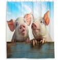 thumbnail image 2 of FREEAMG Cute Little White Pig Shower Curtain Waterproof Fabric with 12 Hooks Bathroom Decorative Bath Curtain Set Polyester Fabric Machine Washable 60 x 72 Inch, 2 of 6