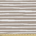 thumbnail image 1 of Abstract Fabric by the Yard, Minimalist Horizontal Brushstroke Stripes Hand Drawn Lines Contemporary, Decorative Upholstery Fabric for Sofas and Home Accents, Warm Taupe and White by Ambesonne, 1 of 5