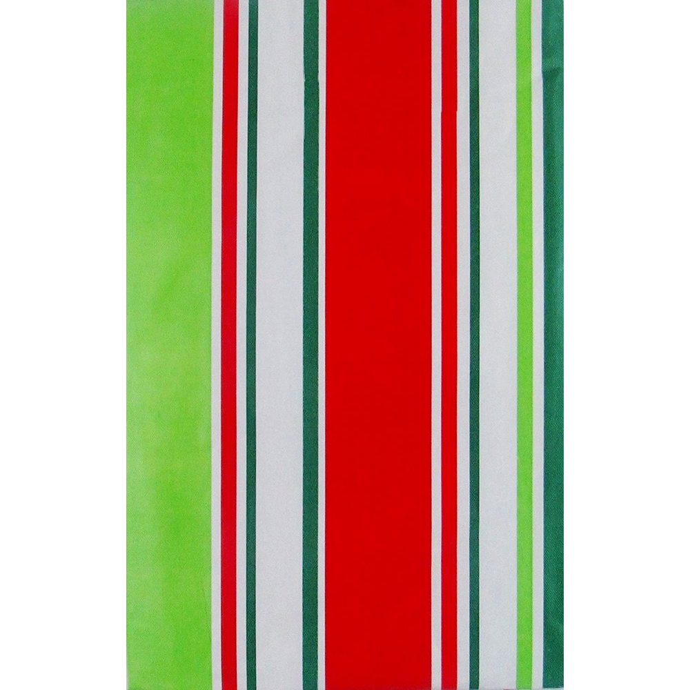 Holiday Christmas Stripes Vinyl Flannel Back Tablecloth Pine, Green