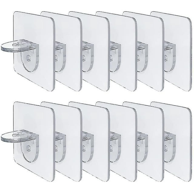Un paquete de 12 soportes de estante, soportes autoadhesivos para estante, armario, soporte de vidrio, estante de almacenamiento