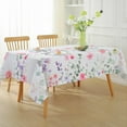 thumbnail image 3 of Summer Spring Tablecloth Rectangle 60x120 Inch, Pink Daisy Flower Waterproof Polyester Table Cloth, Floral Spill Proof Stain Resistant Fabric Table Cover for Outdoor Picnic, 3 of 6