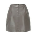 thumbnail image 6 of IROINNID Women's Fashion High Waist Sexy Leather Skirt Short Empire Waist Short Solid Color Skirt, 6 of 7