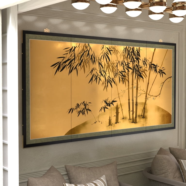 6ft. Long Handpainted Goldleaf Chinese Silk Wall Art Screen