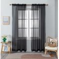 thumbnail image 1 of Wpm Cortinas Transparentes Negras De 60 Pulgadas De Ancho X 95 Pulgadas De Largo, 2 Paneles, Tratamiento De Ventana Para Sala De Estar, Bolsillo Para Barra, Gasa Transparente Para Dormitorio, Cocina,, 1 of 5