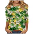 thumbnail image 2 of TrendVibe365 St Patricks Day Women's Plus Size Tops with 3/4 Sleeves Green Crew Neck Polyester Casual St. Patricks Day Blouse Tops for Irish Themed Gifts L, 2 of 5