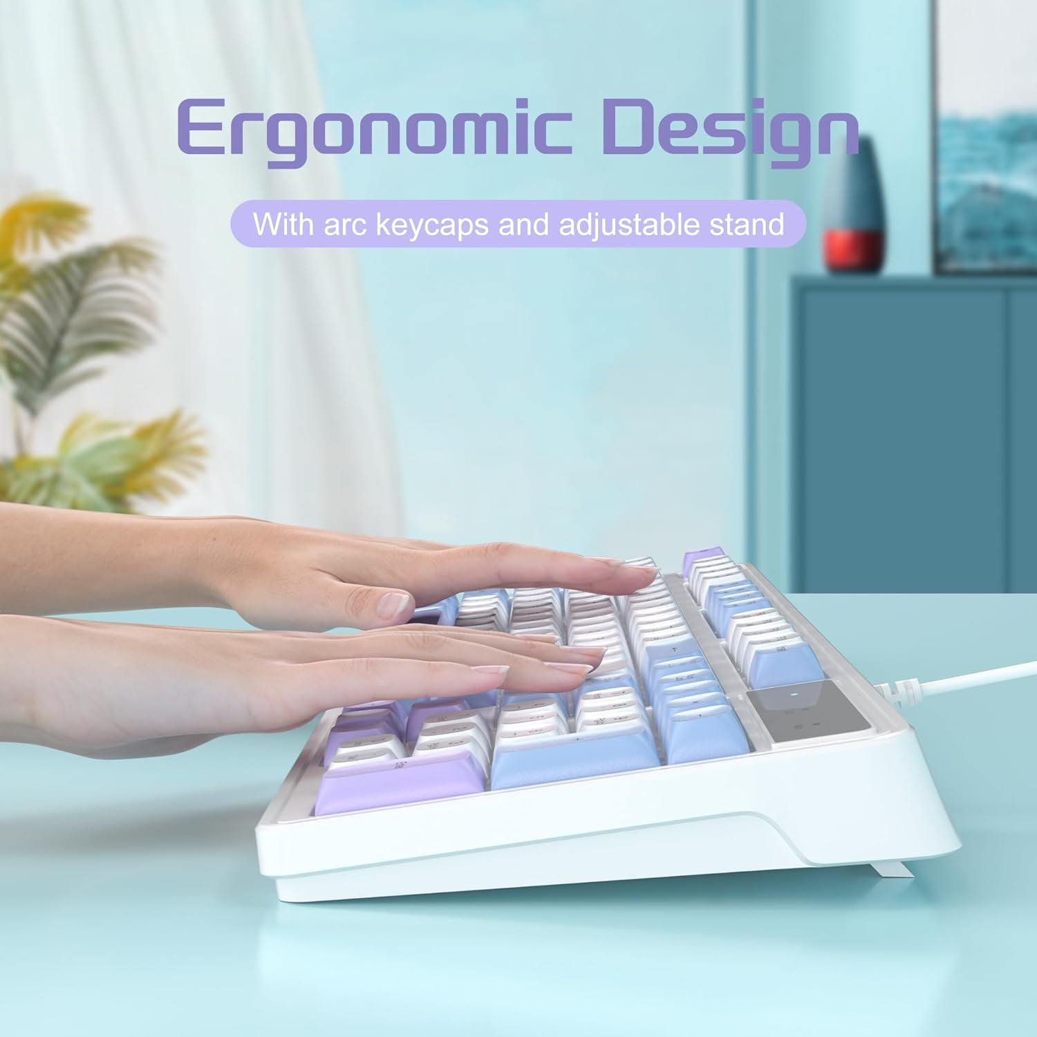MageGee Gradient Purple Creamy Keyboard and Mouse Combo,MageGee GK980 Wired RGB Backlit Keyboard and Gradient Purple Gaming Mouse Combo,PC Keyboard and Adjustable Sensitivity Mouse for PC/loptop/MAC