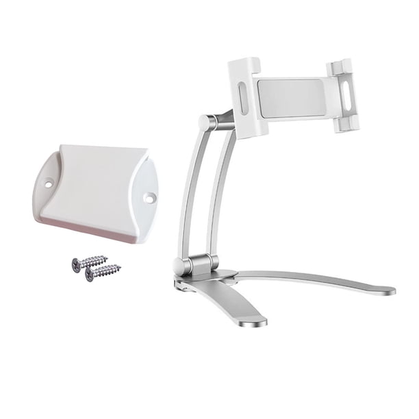 Soporte para tableta de cocina - Montaje en pared con movimiento libre y oscilante de 360 degree, soporte universal para escritorio y Plata S