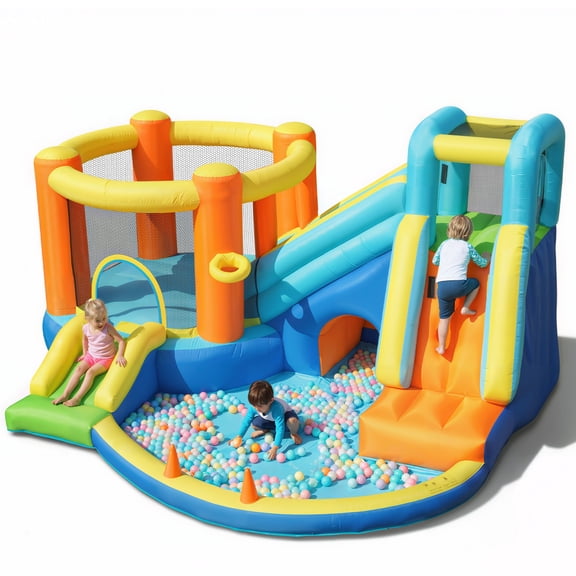 Bounce House, SaveJoy Inflatable Bounce House with Blower and Slide, Kids Ourdoot Toys & Indoor Jump House for Backyard