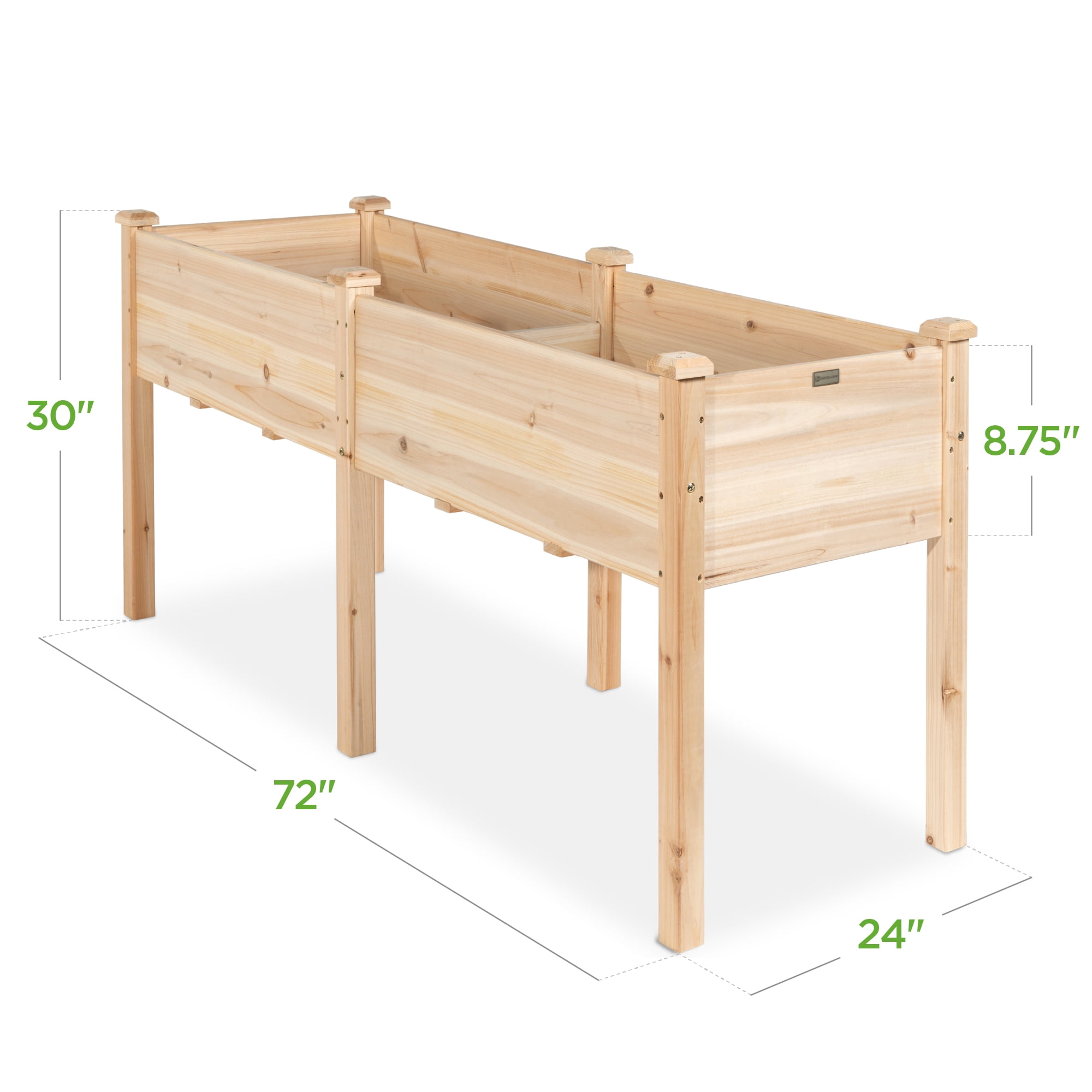Best Choice Products 72x24x30in Raised Garden Bed, Elevated Wood Planter Box for Patio w/ Divider Panel - Classic Wood
