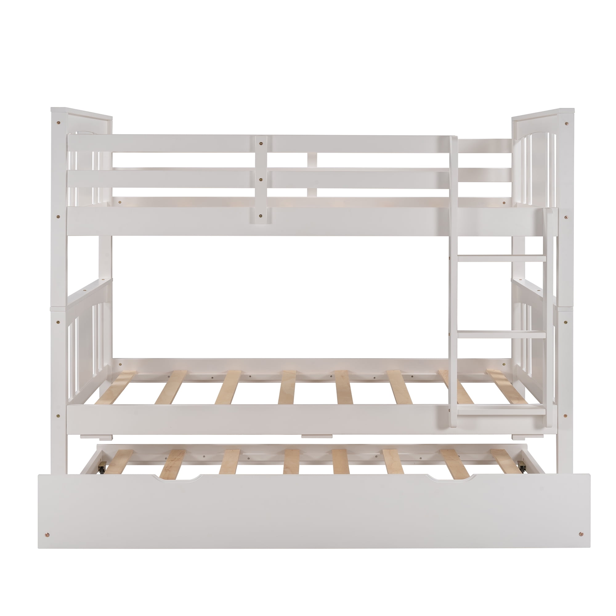 Kids Bunk Bed Twin over Twin with Trundle, White Trundle Bunk Bed