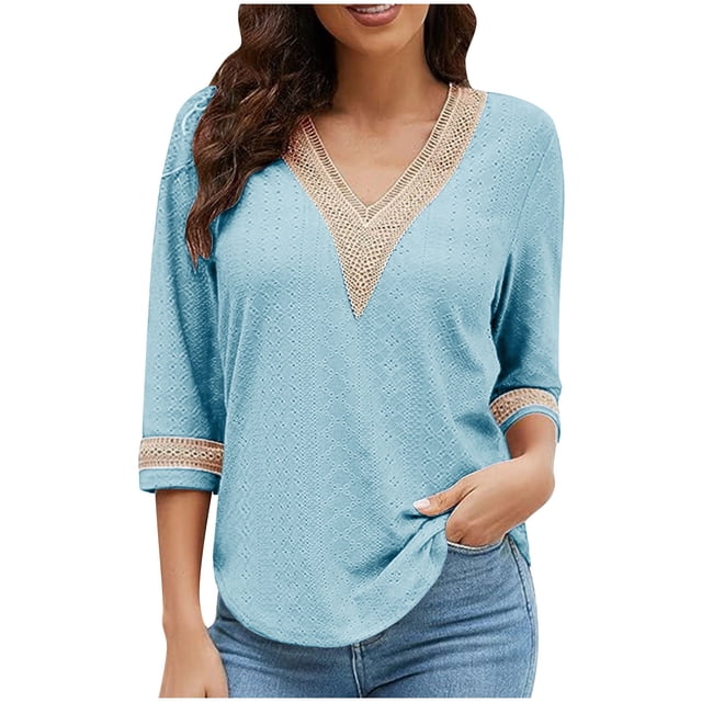 HVOBTTY Chemises à Manches Longues pour Femmes, Veste de Costume Décontractée Unie Bleu Clair, P