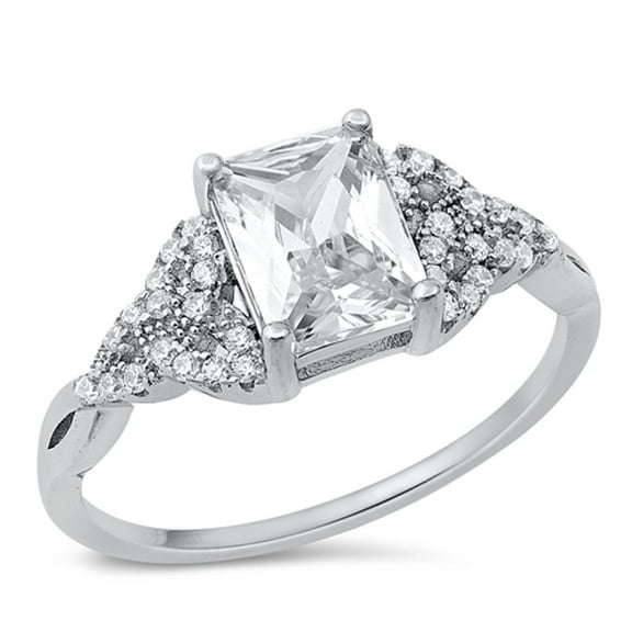 Classic Vintage Clear Cubic Zirconia Ring .925 Sterling Silver Band White Jewelry Female Size 10