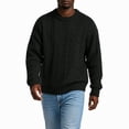 thumbnail image 5 of Men's Cable Knit Crew Neck Sweater, Long Sleeve Drop Shoulder Solid Color Pullover, Fall Winter Loose Fit Casual Streetwear Top Black S, 5 of 6