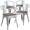 thumbnail image 2 of BizChair 4 Pk. Silver Metal Chair with Wood Seat and Arms, 2 of 8
