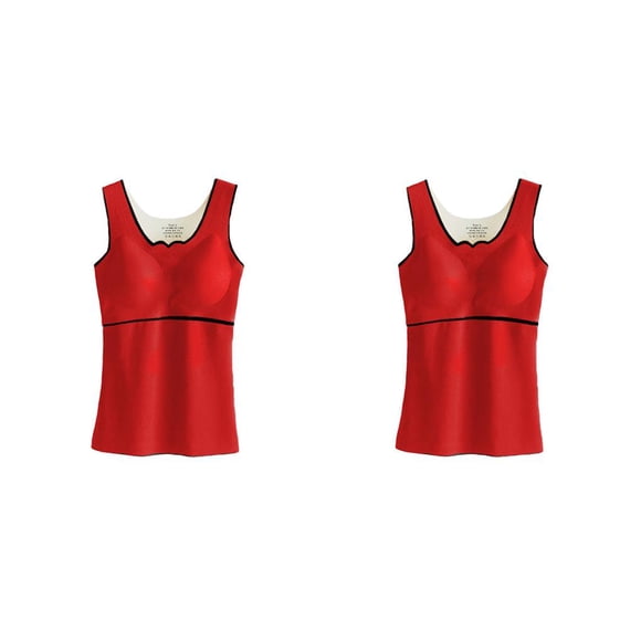 Sonducket Ropa interior térmica de invierno para niña, Top de alta elasticidad para mantener el calor, chaleco básico de fibra acrílica Rojo 3XL 2piezas