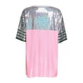 thumbnail image 4 of iixpin Women's Number Name Sequin Dress Shirt Short Sleeve Oversized T-Shirt Sweatshirt Pink One Size, 4 of 6