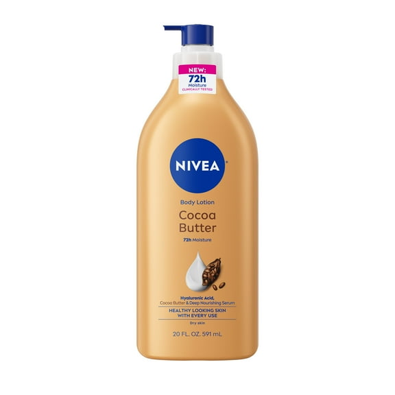 NIVEA Cocoa Butter Body Lotion for Dry Skin with Hyaluronic Acid, 72Hr Moisturizer, 20 fl oz