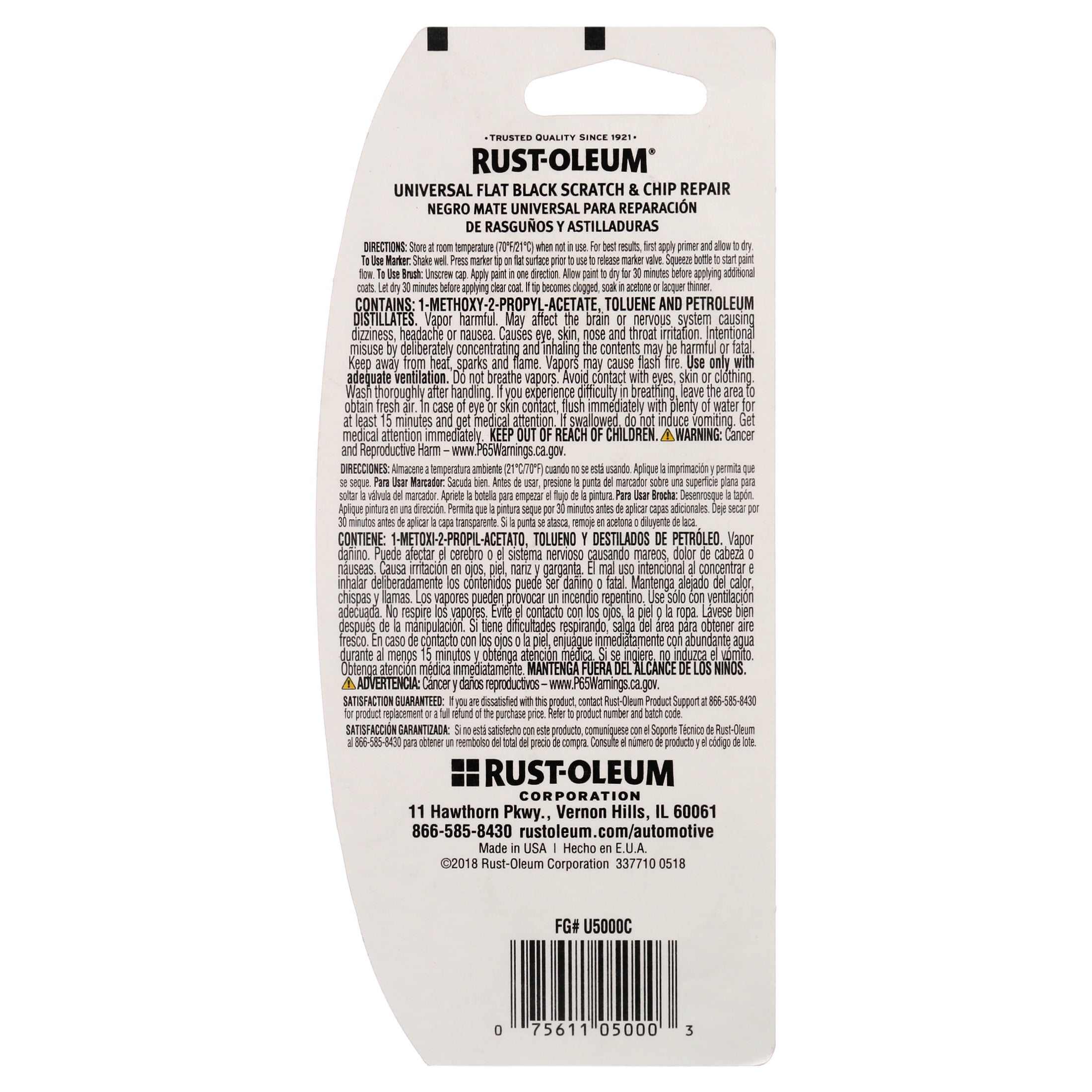 (2 pack) Black Flat, Rust-Oleum Automotive Scratch & Chip Repair Marker, 0.5 Oz