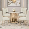 thumbnail image 2 of Michael Amini La Rachelle Round Dining Table with Glass Top - Chardonnay Gold, 2 of 9