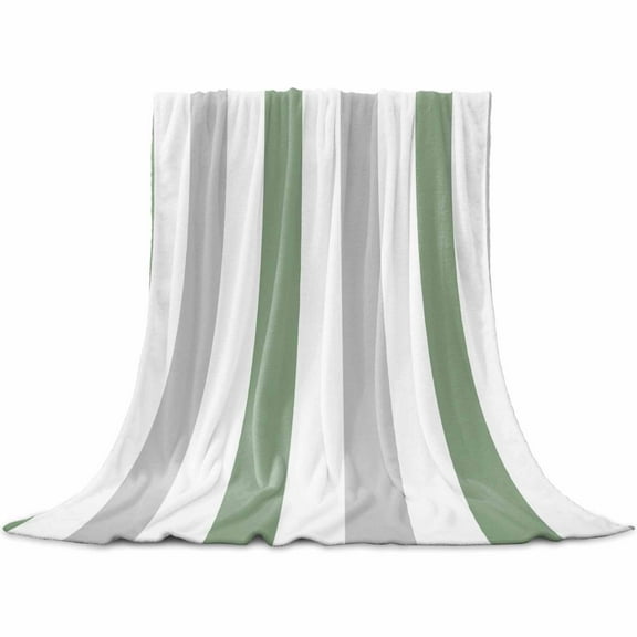 Sage Green Grey Striped Flannel Blanket for Bed, Geometric Vertical Stripes Soft Cozy Warm Couch Throw Blanket, Lightweight Fluffy Plush Bedding Blankets for Sofa Decor All Season 30"x40"