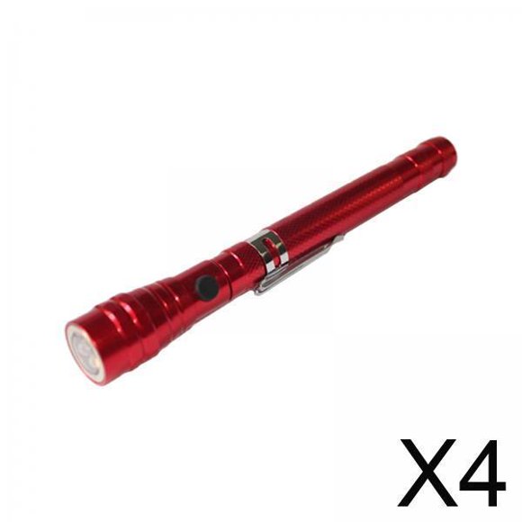 Colaxi 4xTelescopic Flexible Pick Up Tool LED Flash Light Extendable Red