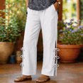 thumbnail image 2 of Womens Summer Pants Casual High Waist Lightweight Side Slit Bow Pants with Pockets 2026 Summer Beach Vacation Trousers, 2XL, 2 of 4