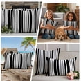 thumbnail image 5 of Black Grey Stripe Outdoor Waterproof Pillow Covers, Farmhouse Minimalist Striped Decorative Square Throw Pillowcase Sofa Cushion Sham for Patio/Couch/Chair, 26"x26" 2 Pack, 5 of 8