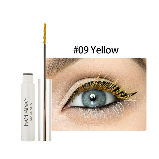 Mascara Couleur Imperméable, Ensemble Varié de 12 Couleurs Mascara Eyeliner Longue Tenue Résistant aux Bavures Mascara Coloré pour Cils Maquillage des Yeux (Jaune)