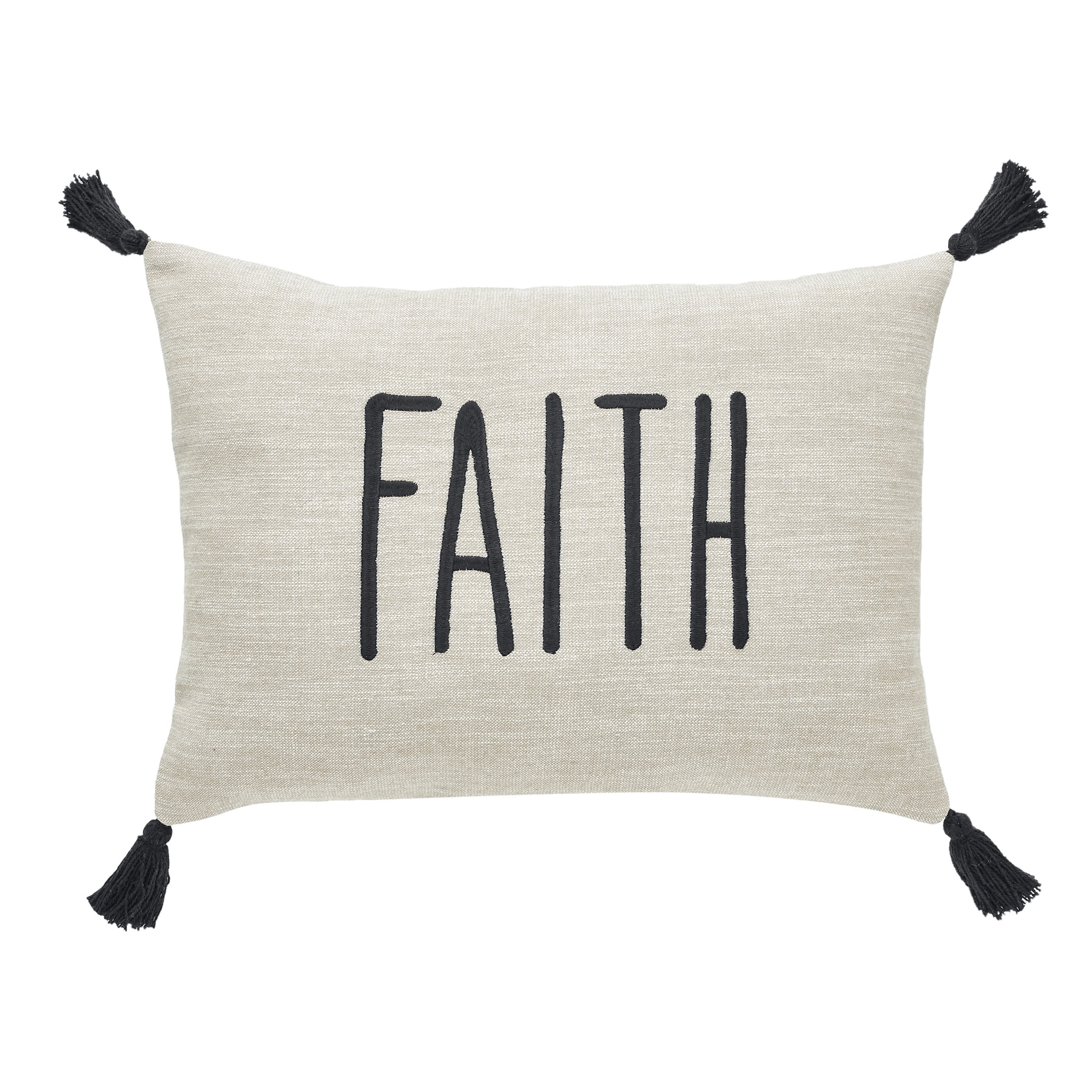 (4 pack) Mainstays Faith Throw Pillow, 14 x 20, Tan & Black