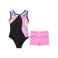 thumbnail image 5 of ZDHoor Kids Girls Sleeveless Patchwork Printed Leotard with Bike Shorts for Dance Gymnastics Training Zebra-A 13-14, 5 of 6