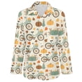 thumbnail image 3 of Long Sleeve Button Down Shirts for Women, Bicycle And Pumpkins Fall Trendy Outfits Blouse Fashion Casual Tops 2024, 3 of 6