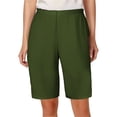 thumbnail image 2 of Bmisegm Womens Casual Summer Shorts Bermuda Wide Leg Knee Length Elastic Waisted Lightweight Comfy Lounge Shorts Army Green_001 L, 2 of 6