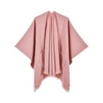 thumbnail image 2 of Dwellite Women's Shawl Wrap Poncho Ruana Cape Cardigan Sweater Open Front for Travel Flight Cruises Pink, 2 of 4