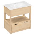 thumbnail image 2 of Homhougo 30 Inch Bathroom Vanity with Sink Freestanding Vanity Sink Set Storage Cabinet with Open Storage Shelf 2 Drawers for Bathroom, 2 of 11