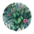 thumbnail image 4 of PIKWEEK Outdoor Picnic Camping and Indoor Kitchen Dining Party Tropical Summer Hawaiian Flower Palm Leaves Seasons Round Tablecloth White, 4 of 8