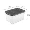 thumbnail image 2 of Sterilite 72 L Bac à loquets, bac de rangement en plastique transparent durable avec couvercle, gris foncé, 6 Pk, 2 of 9