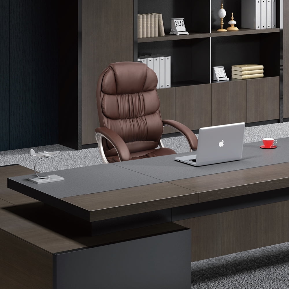 Lacoo Faux Leather High-Back Executive Office Desk Chair with Armrests, Brown