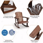 Gymax Kid Adirondack Rocking Chair Outdoor Solid Wood Slatted seat Backrest Coffee
