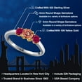 thumbnail image 2 of Gem Stone King 925 Silver and 10K Yellow Gold Ecstasy Mystic Topaz and Red Created Ruby Engagement Ring for Women | 1.50 Cttw | Round 5MM | Gemstone November Birthstone | Size 5, 2 of 6