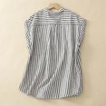 thumbnail image 5 of Women's Sleeveless V Neck Striped Button Down Tops Shirts Blouses Casual Business Casual Work Office Vacation Outfits Fashion Essential Gift for Women | HAODEJW,Gray L, 5 of 8