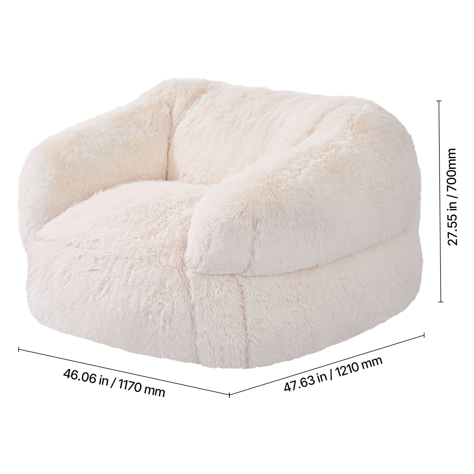 VEVOR Bean Bag Chair, BeanBag Sofa Chair with Armrests for Adults, Fluffy Plush & High-Density Foam Filling Adult Bean Bag with Zapper, Comfy Lazy Sofa Chair Ideal for Living Room, Bedroom, Beige