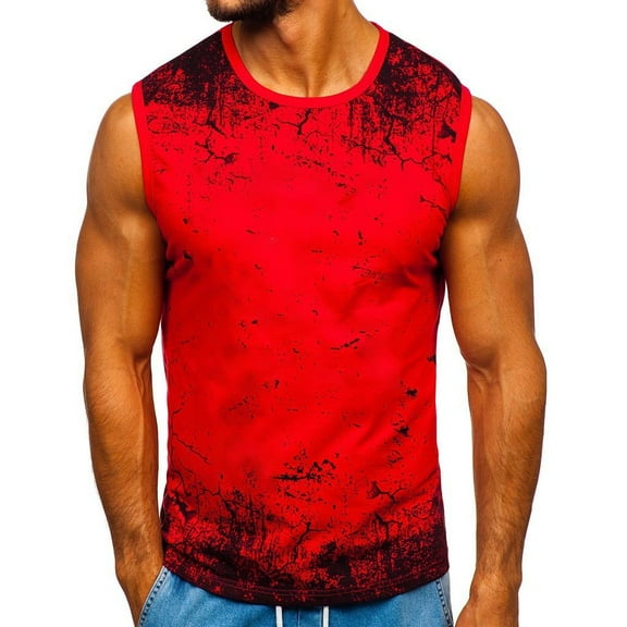 Mens Tank Top Beach Sport Printed Vest Tracksuit Lightweight Patchwork Sleeveless Contrast