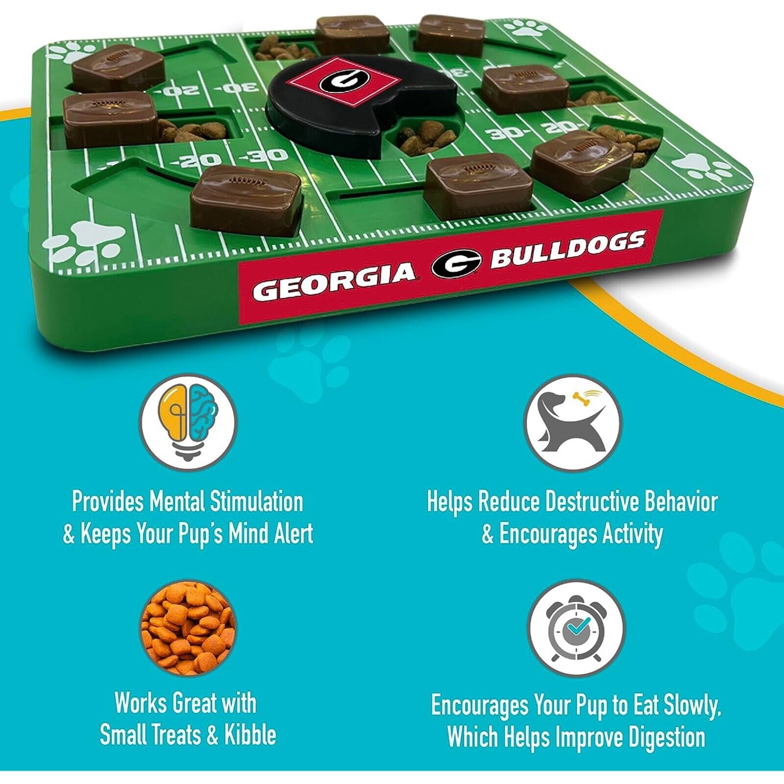 Pets First NCAA Georgia Bulldogs Puzzle Toy, Puzzle Treat Dog Toy, Interactive Dog Treat Toy, Dog Puzzle Feeding Slow Toy