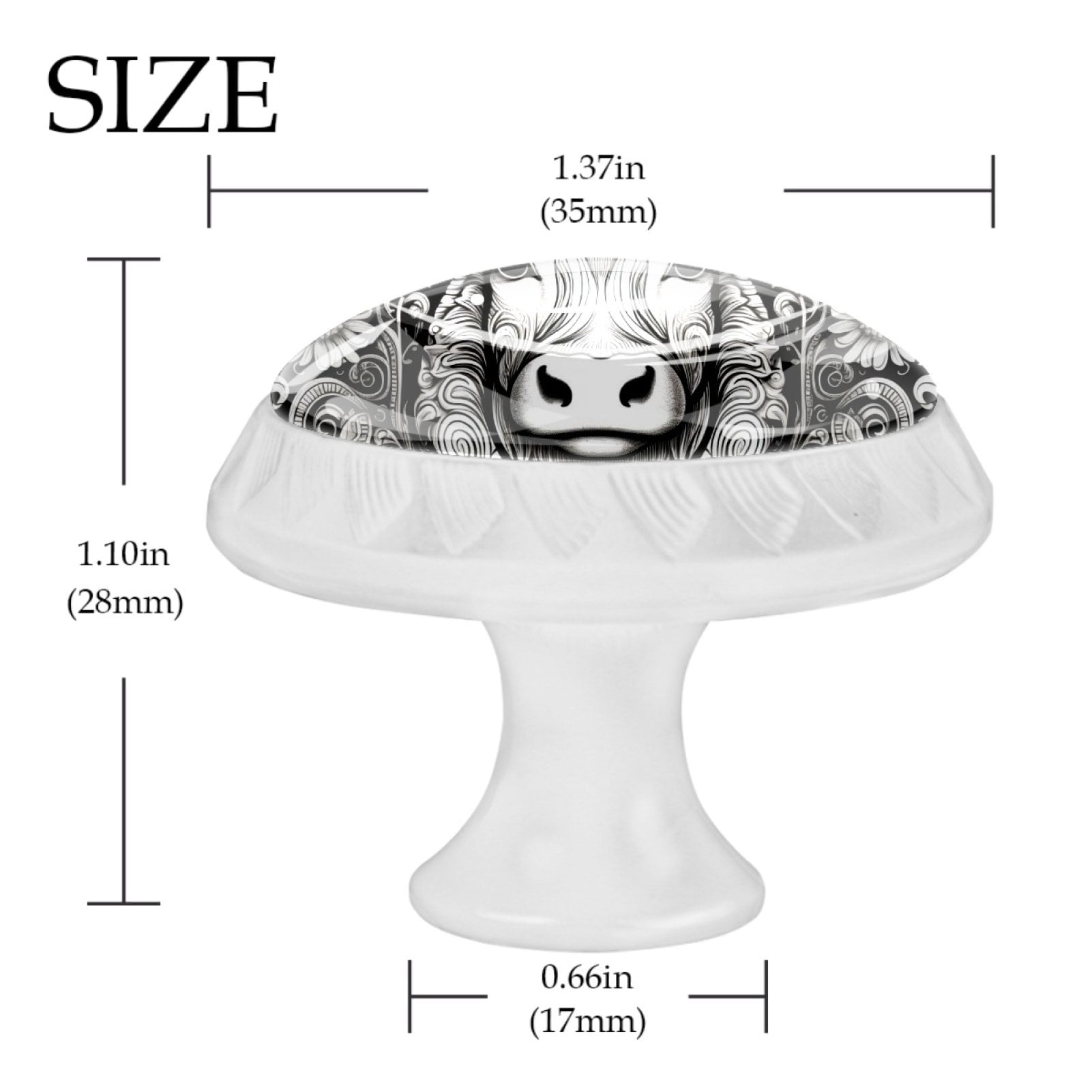 4 Pcs Cow and Sunflower Knobs for Kitchen Cabinet Cupboard Dresser Bookcase Drawer Pulls Handles Round Home Decor